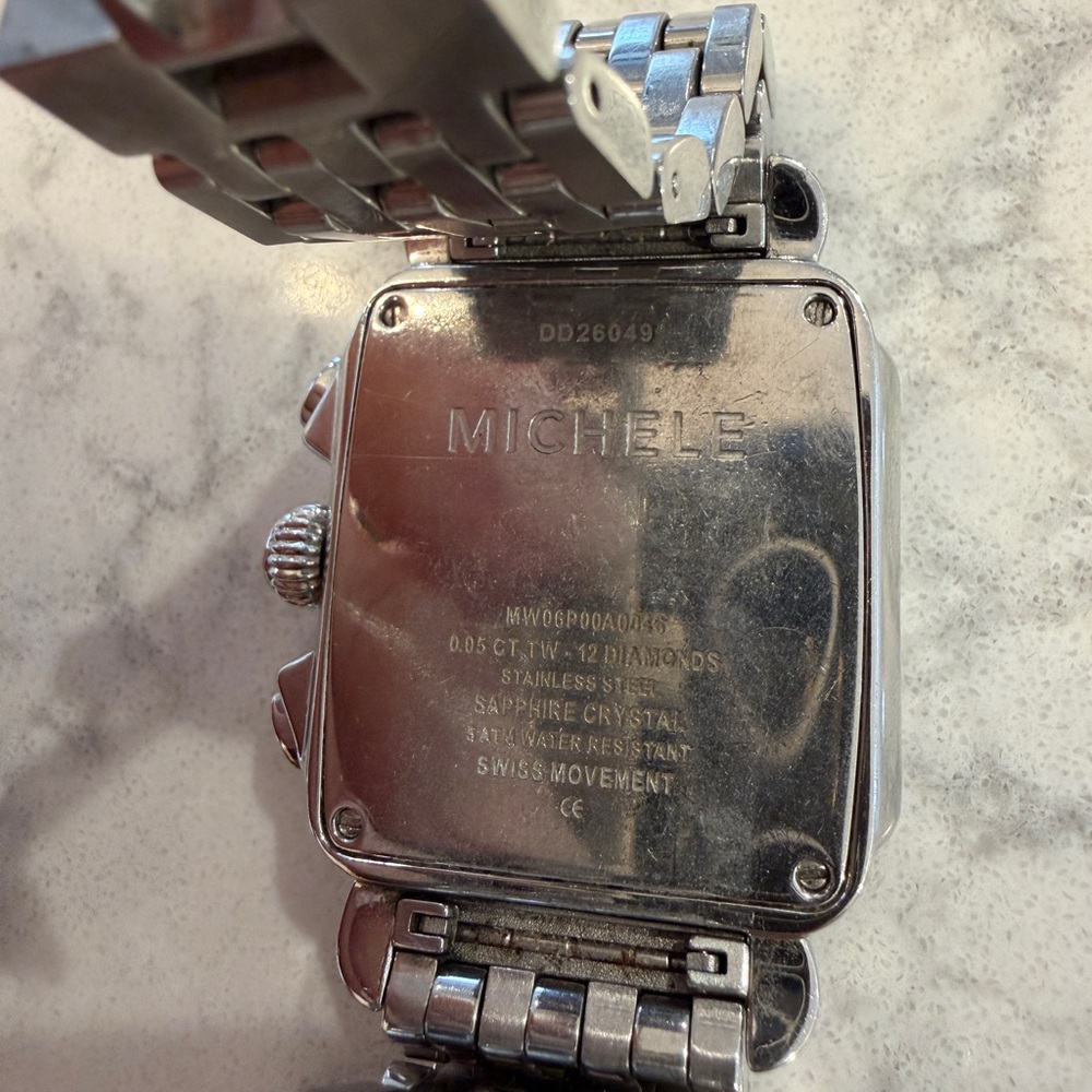 Diamond Chronograph Stainless Steel Watch - Silver & White - Picture 4 of 4